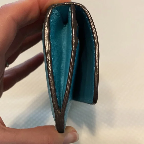 Coach Turquoise Blue Rectangular Vintage Fix-Up Distressed Project Wallet - Picture 12 of 13